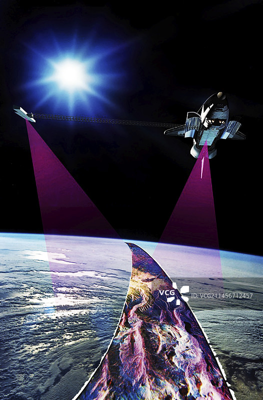 航天飞机雷达地形测绘任务插图图片素材
