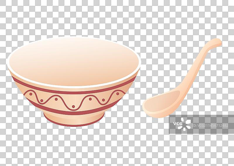 碗和勺子餐具插画图片素材