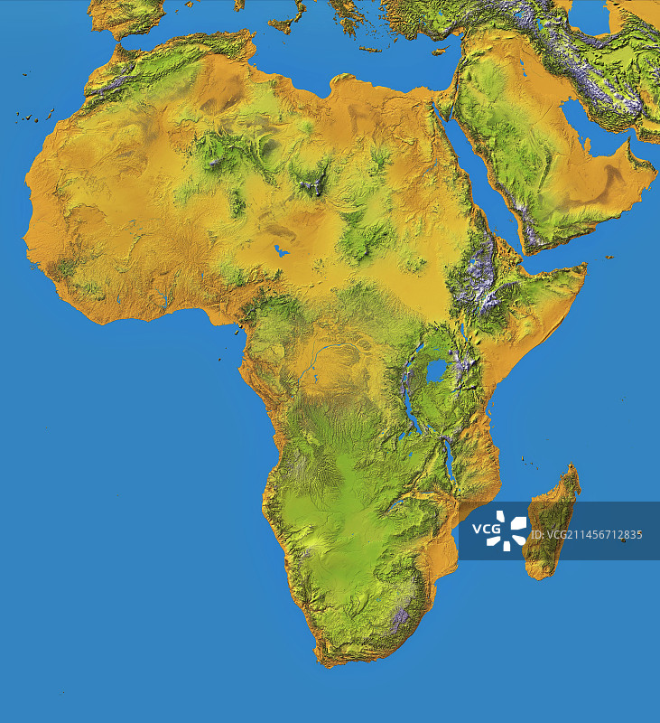 非洲地形图（卫星雷达数据）图片素材
