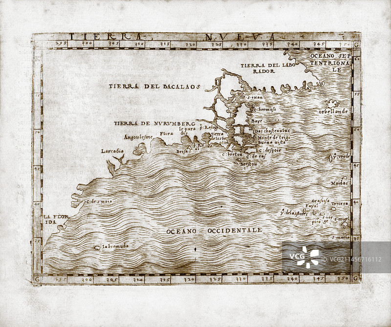 16世纪北美洲东北部地图图片素材