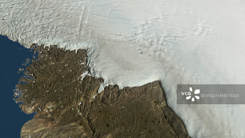 格陵兰岛Hiawatha冰川和陨石坑卫星图像图片素材