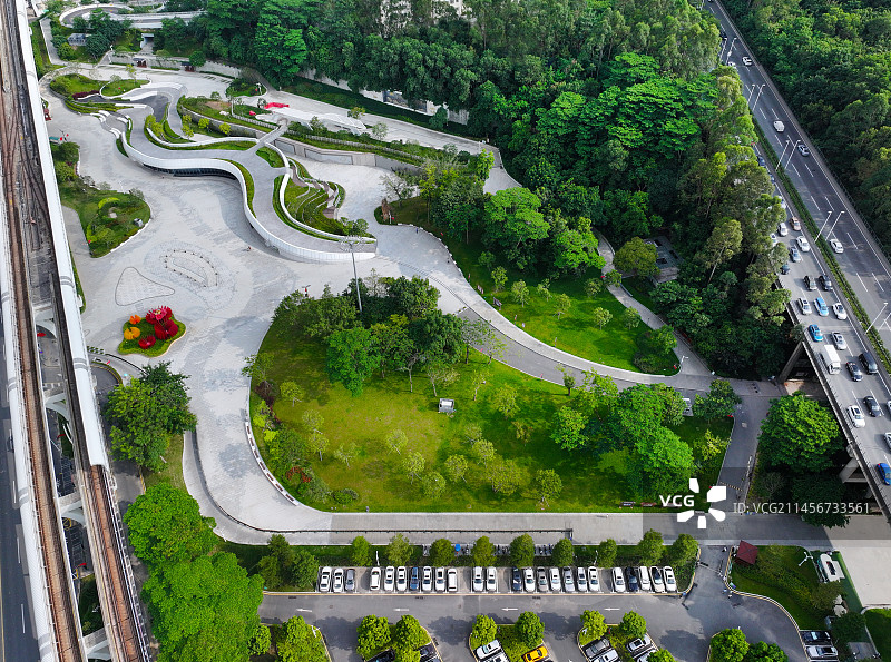 广东省深圳市龙华区大浪文化公园阳台山森林公园航拍图片素材