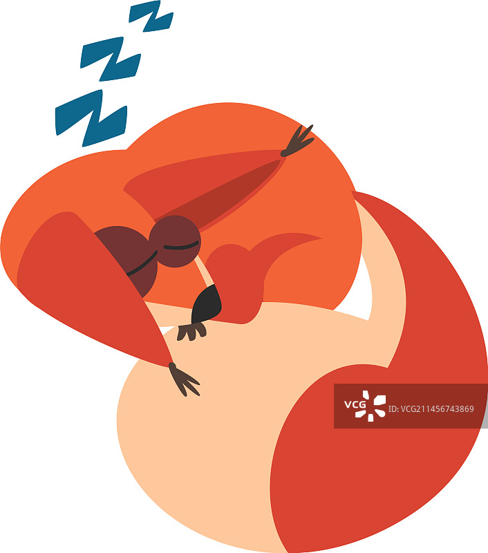 可爱的松鼠蓬松的尾巴蜷缩着睡觉图片素材