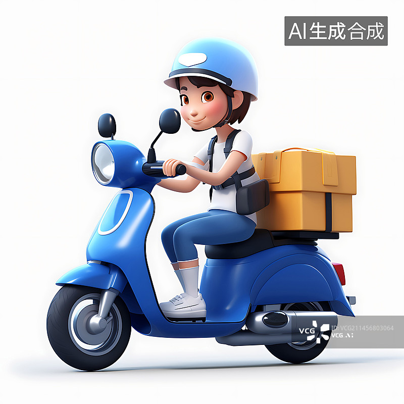 【AI数字艺术】快递员外卖员3d风人物角色图片素材