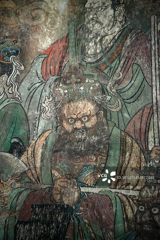 广东博物馆永乐宫展览：三清殿《朝元图》壁画部分人物特写图片素材