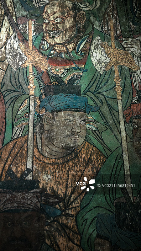 广东博物馆永乐宫展览：三清殿《朝元图》壁画部分人物特写图片素材