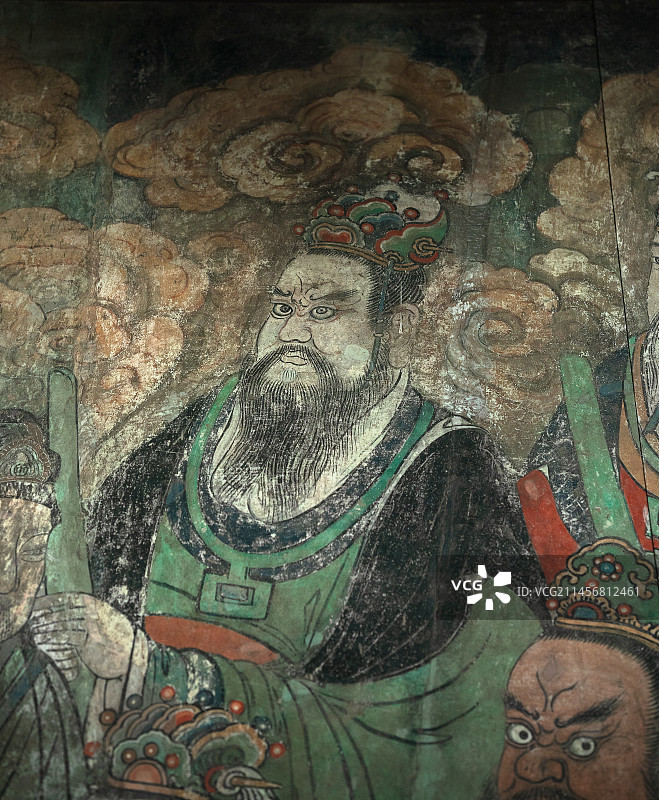 广东博物馆永乐宫展览：三清殿《朝元图》壁画部分人物特写图片素材