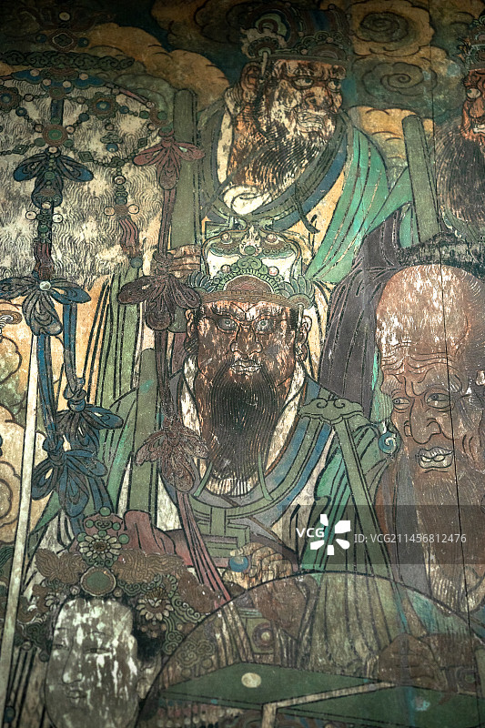 广东博物馆永乐宫展览：三清殿《朝元图》壁画部分人物特写图片素材