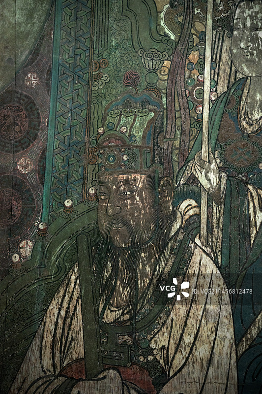 广东博物馆永乐宫展览：三清殿《朝元图》壁画部分人物特写图片素材