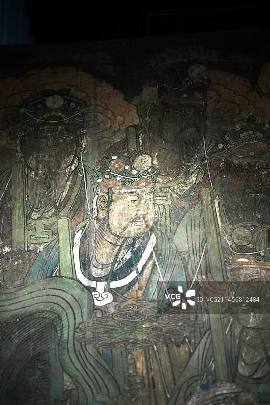 广东博物馆永乐宫展览：三清殿《朝元图》壁画部分人物特写图片素材