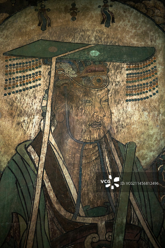 广东博物馆永乐宫展览：三清殿《朝元图》壁画部分人物特写图片素材