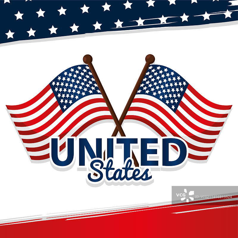 独立的两面美国国旗图片素材