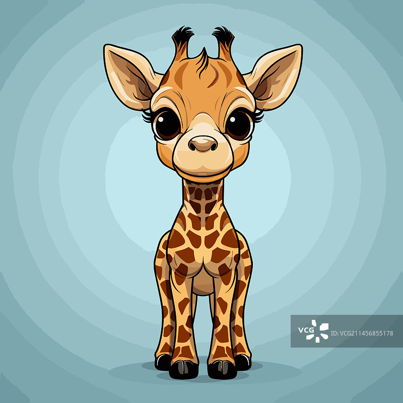 手绘卡通可爱长颈鹿涂鸦图片素材