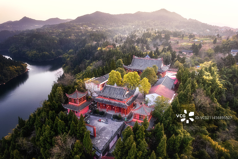 四川南充大深南海南海寺航拍图片素材