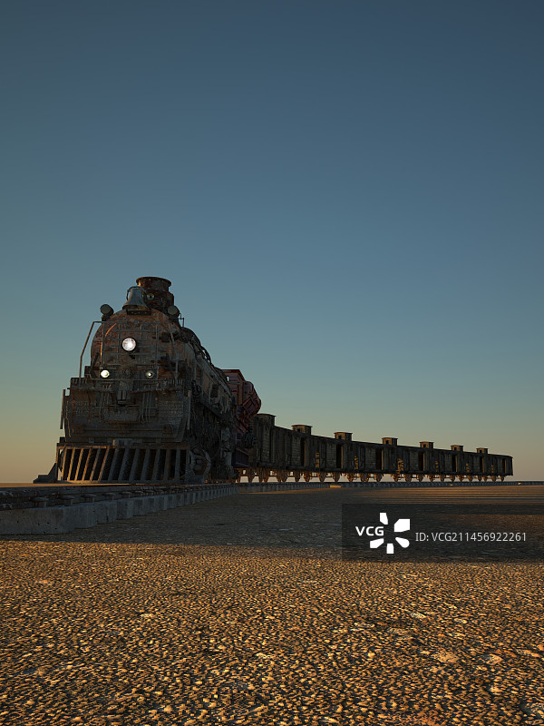 在天空背景下的在铁轨上的火车图片素材