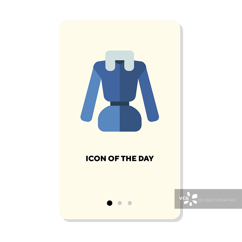 女士蓝色皮草大衣扁平图标图片素材