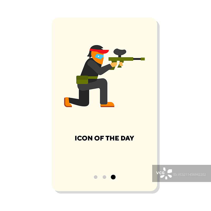 男子用彩弹气枪射击扁平风格图片素材