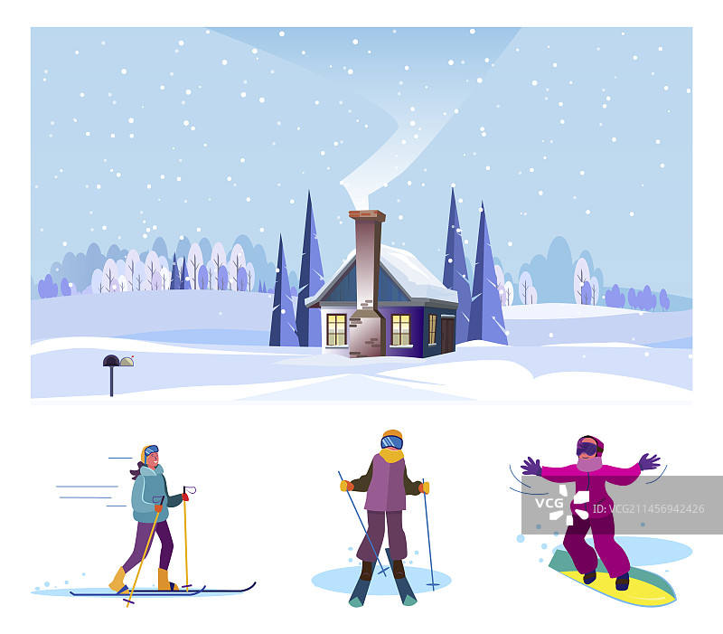 滑雪场中的儿童图片素材