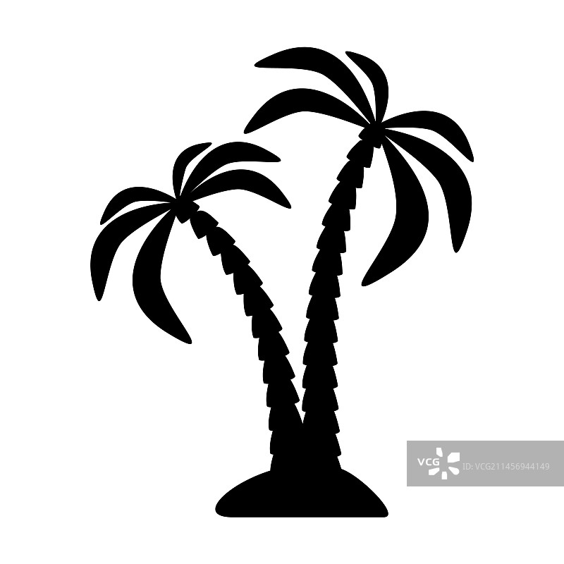 白色背景上的棕榈树黑色剪影图片素材