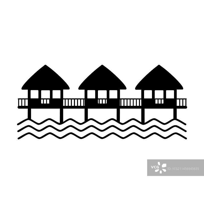 户外木制露台黑色剪影图片素材