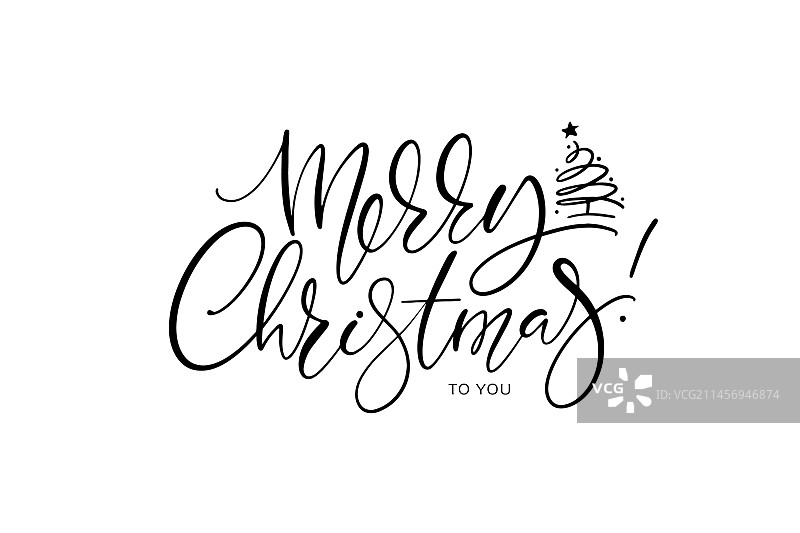 圣诞快乐毛笔手绘字图片素材