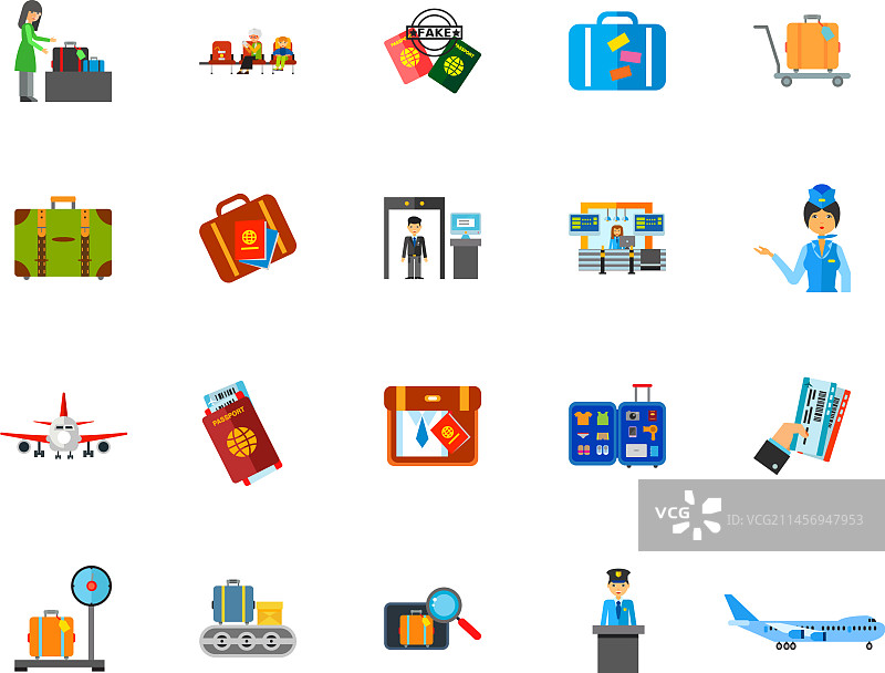 航空旅行图标集图片素材