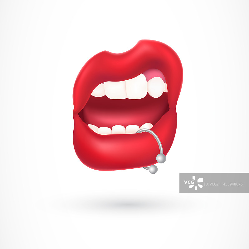 女性唇部穿孔图片素材