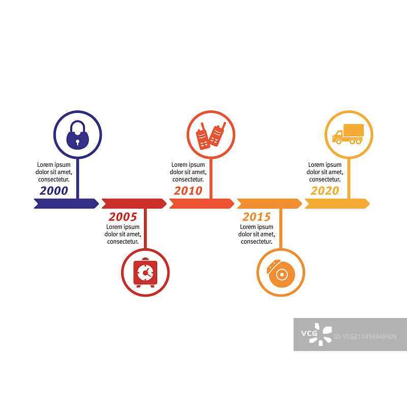 带有里程碑或发展步骤的线条图片素材