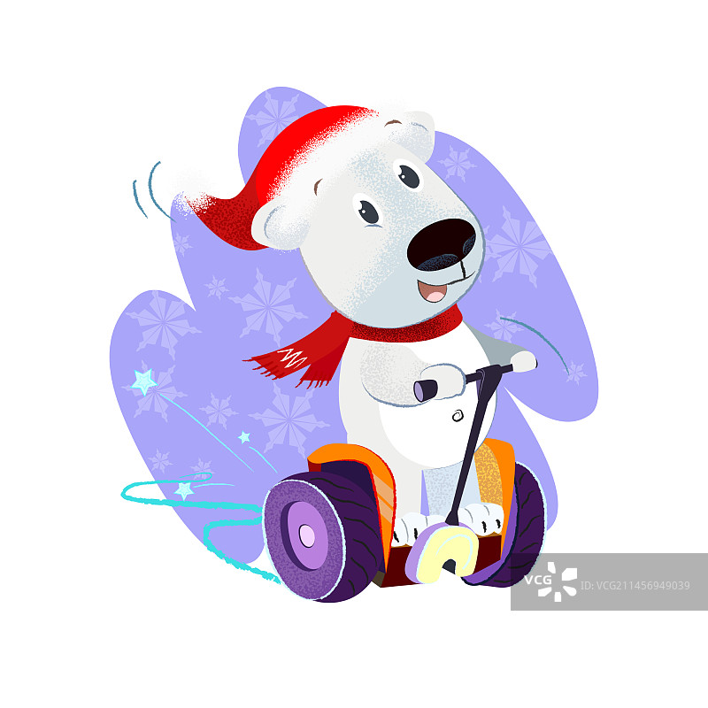 快乐的圣诞小狗骑着平衡车图片素材