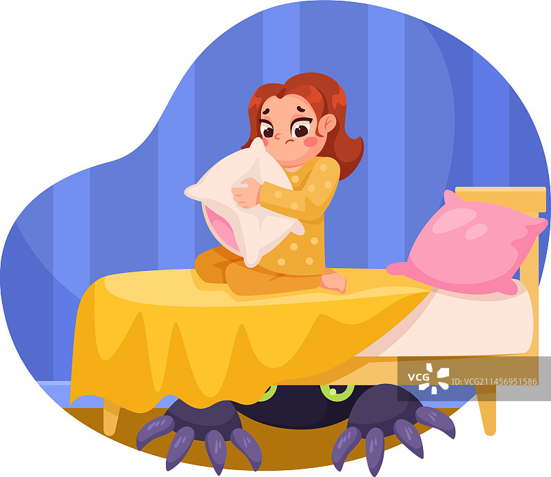 害怕的儿童：小女孩的恐惧图片素材