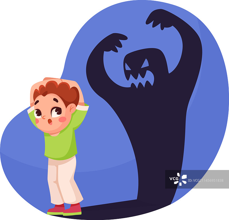 害怕的男孩：童年恐惧图片素材