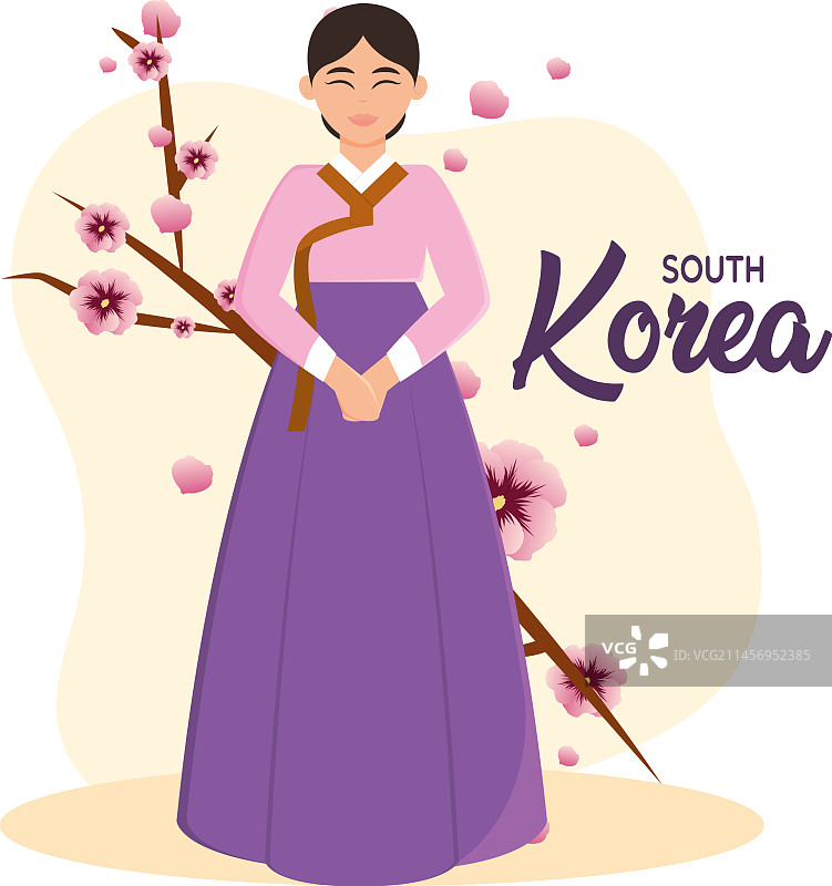 身穿韩国传统服饰的女子图片素材