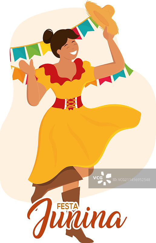 带有传统Festa Junina的女孩图片素材