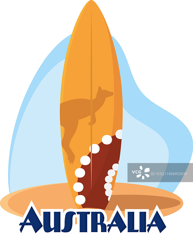 袋鼠剪影冲浪板图片素材