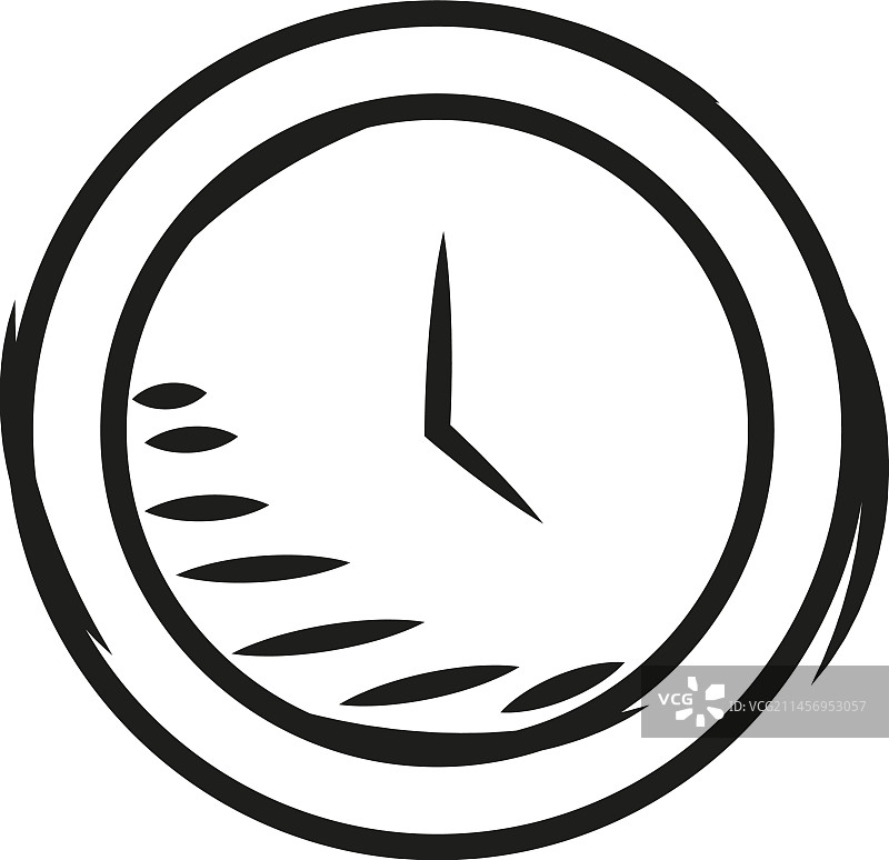 孤立的墙壁时钟图标素描图片素材