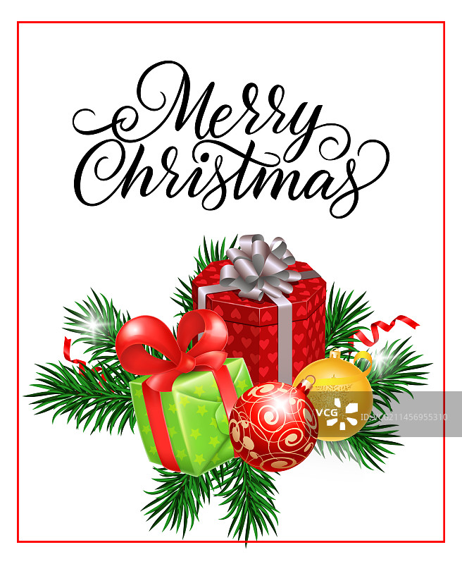 红色框架中的圣诞节字母图片素材