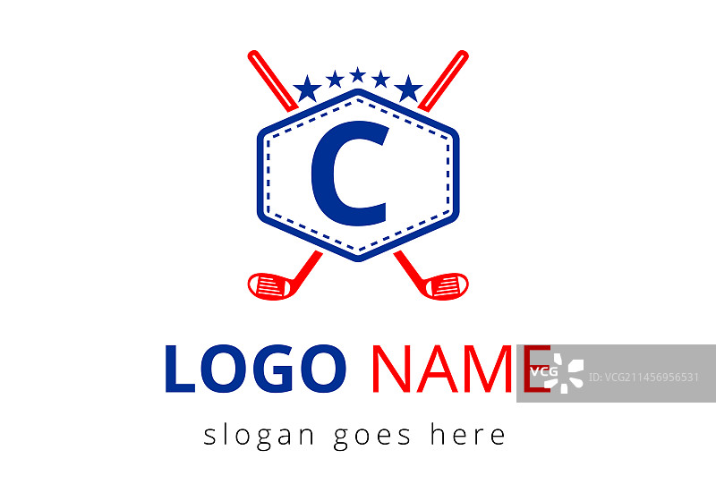 C字母曲棍球徽章标志模板图片素材