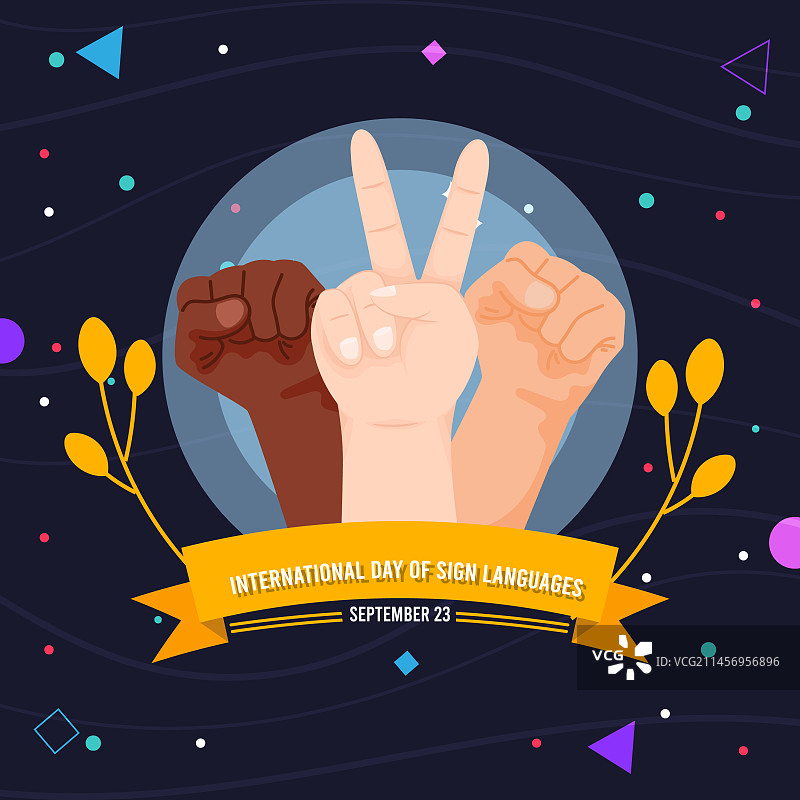 扁平风格国际手语日设计图片素材