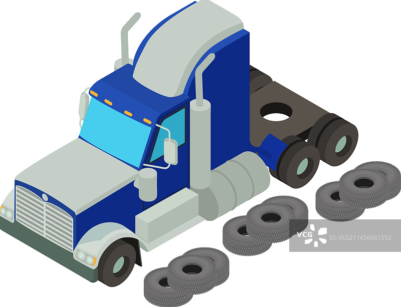 轮胎服务2.5D半挂车图标图片素材