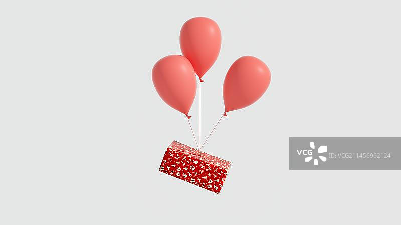携带礼物的氦气球图片素材