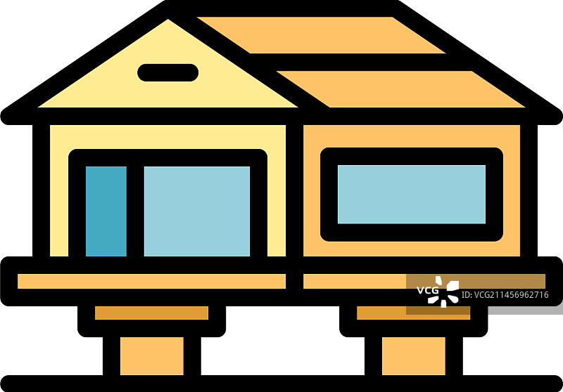 木制房屋图标（扁平风格）图片素材