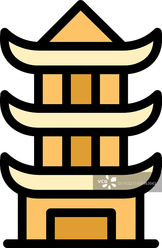 韩国宝塔扁平图标图片素材