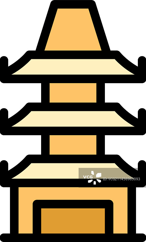 宝塔式大门图标（扁平风格）图片素材