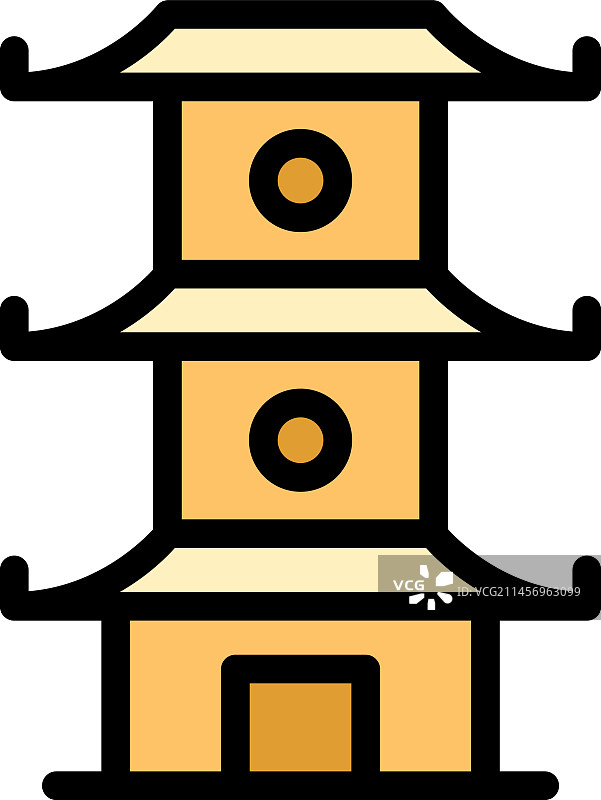 樱花宝塔扁平图标图片素材