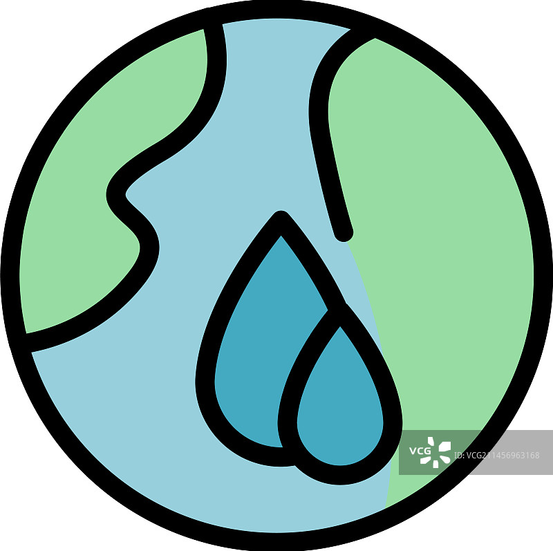 水行星扁平图标图片素材