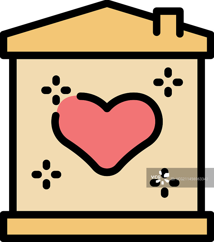 爱心房屋图标（扁平风格）图片素材