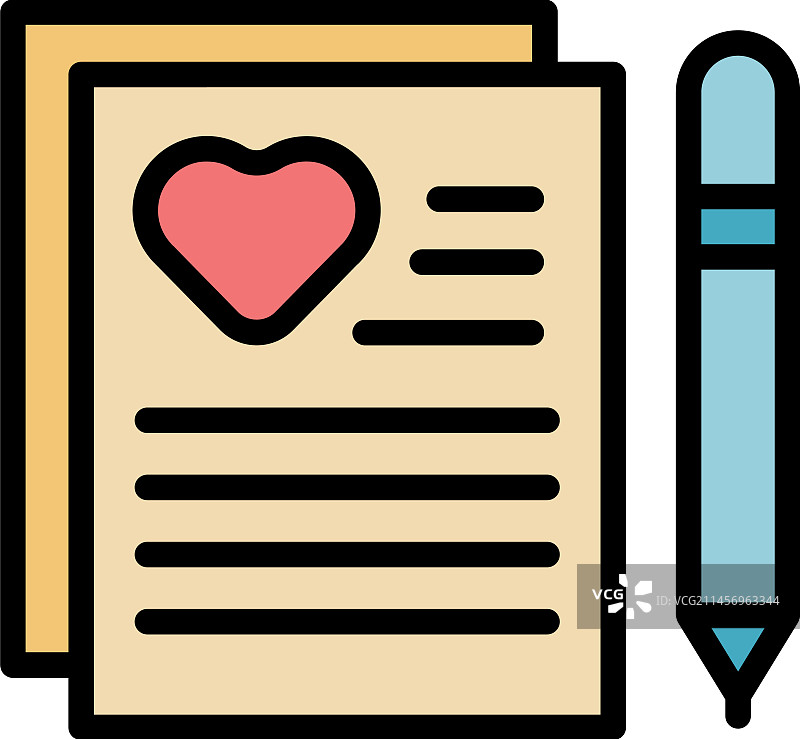 情书图标（扁平风格）图片素材