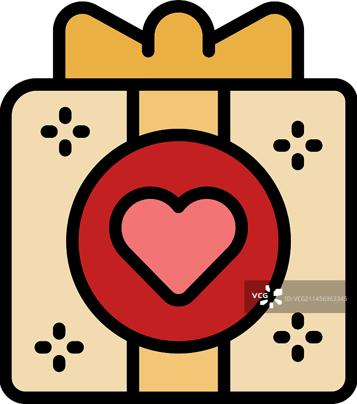 爱情礼品盒扁平图标图片素材