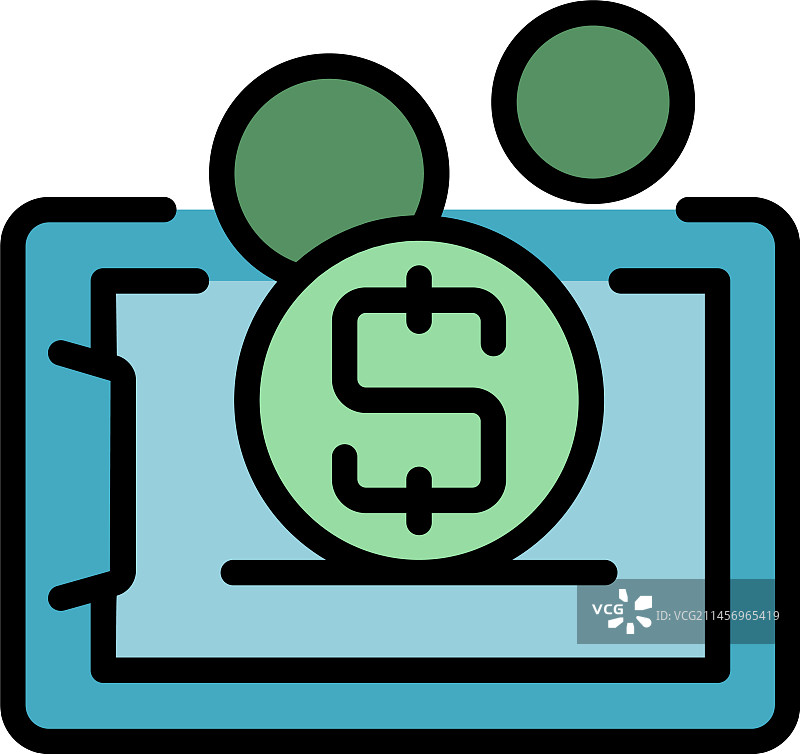 平板在线盈利图标扁平风格图片素材