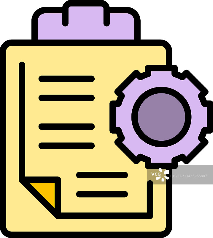 齿轮剪贴板图标（扁平风格）图片素材